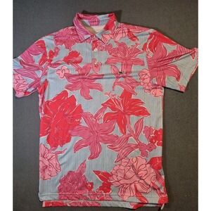 Vineyard Vines Sankaty Kentucky Derby Polo Shirt Blue Pink Floral Size Small